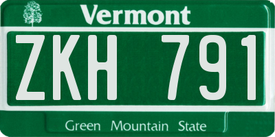 VT license plate ZKH791