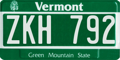 VT license plate ZKH792