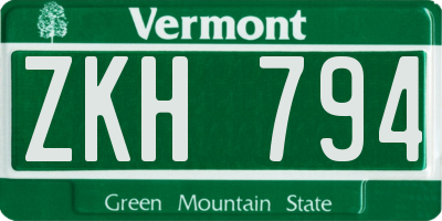 VT license plate ZKH794
