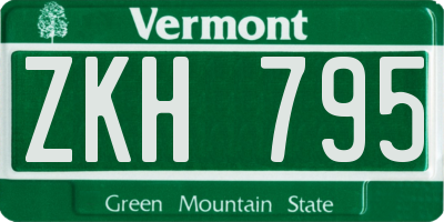 VT license plate ZKH795