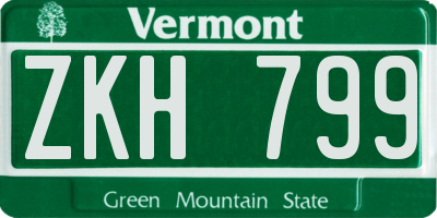 VT license plate ZKH799