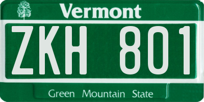 VT license plate ZKH801