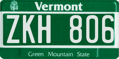 VT license plate ZKH806
