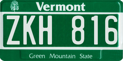 VT license plate ZKH816
