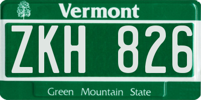 VT license plate ZKH826