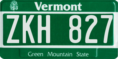 VT license plate ZKH827