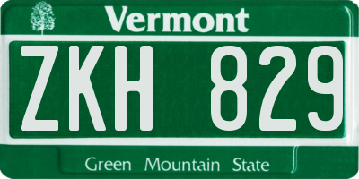 VT license plate ZKH829