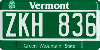 VT license plate ZKH836