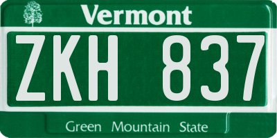 VT license plate ZKH837