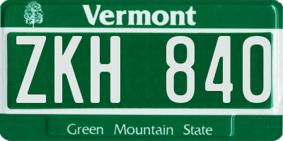 VT license plate ZKH840