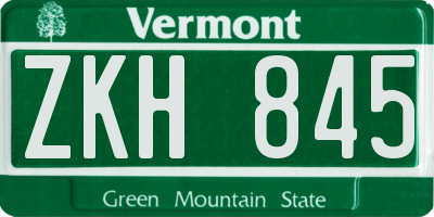 VT license plate ZKH845
