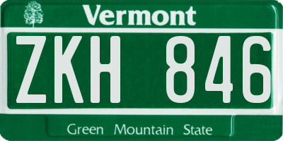 VT license plate ZKH846