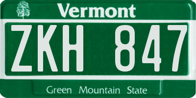 VT license plate ZKH847