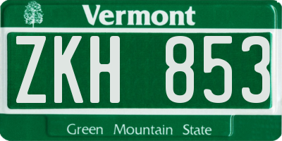 VT license plate ZKH853