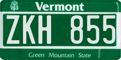 VT license plate ZKH855