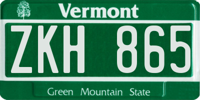 VT license plate ZKH865
