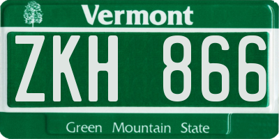 VT license plate ZKH866