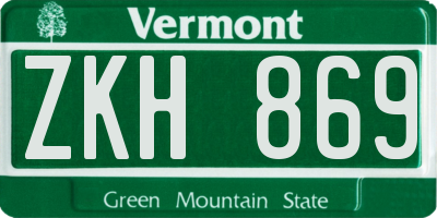 VT license plate ZKH869