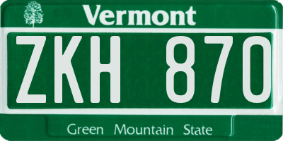 VT license plate ZKH870