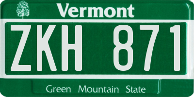 VT license plate ZKH871