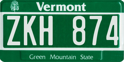 VT license plate ZKH874