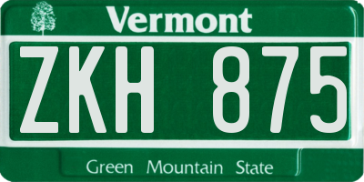 VT license plate ZKH875