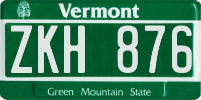 VT license plate ZKH876