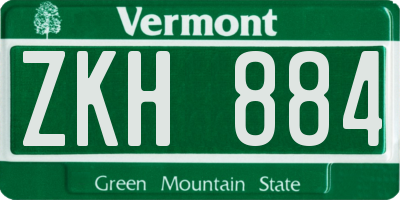 VT license plate ZKH884