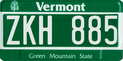VT license plate ZKH885