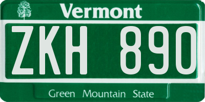 VT license plate ZKH890