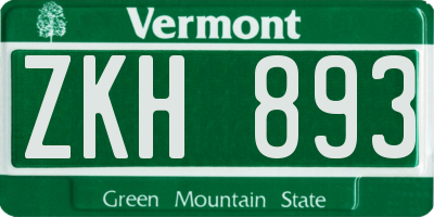 VT license plate ZKH893