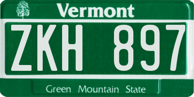 VT license plate ZKH897