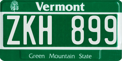 VT license plate ZKH899