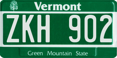 VT license plate ZKH902