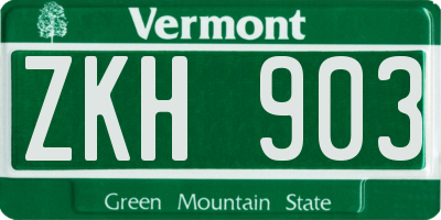 VT license plate ZKH903
