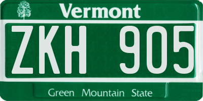 VT license plate ZKH905
