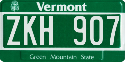 VT license plate ZKH907
