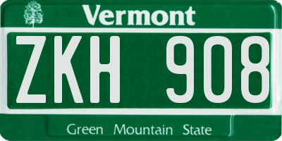 VT license plate ZKH908