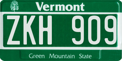 VT license plate ZKH909