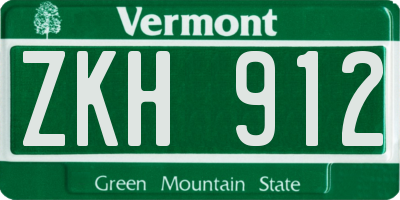 VT license plate ZKH912