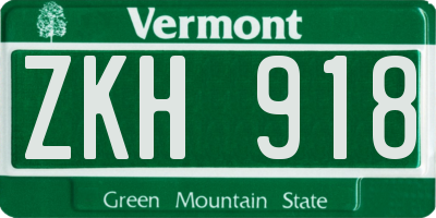 VT license plate ZKH918