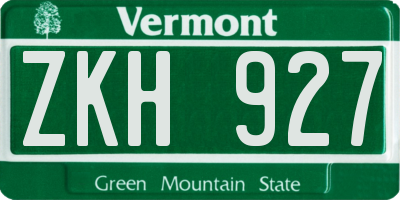 VT license plate ZKH927