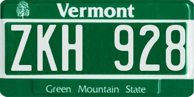 VT license plate ZKH928