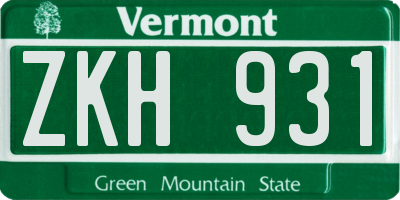 VT license plate ZKH931