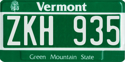 VT license plate ZKH935