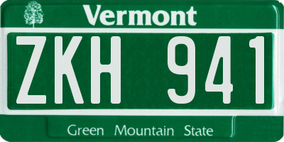 VT license plate ZKH941