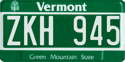 VT license plate ZKH945
