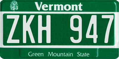 VT license plate ZKH947