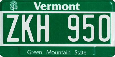 VT license plate ZKH950