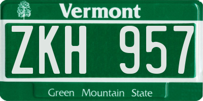 VT license plate ZKH957